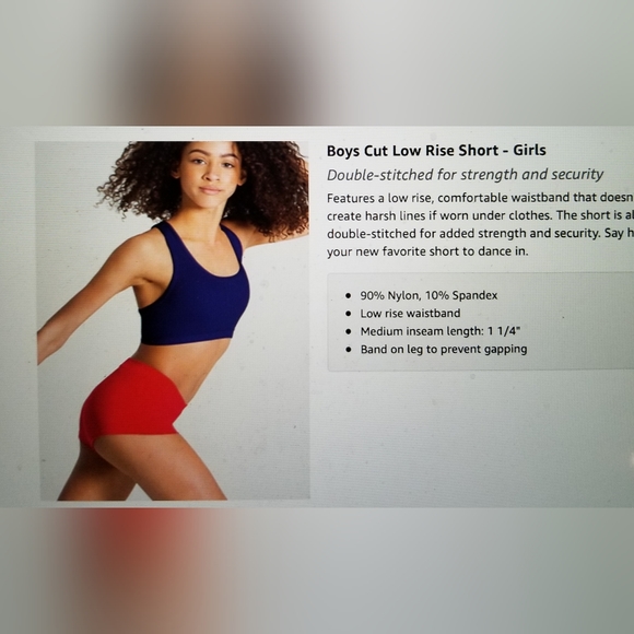 NWT CAPEZIO GIRLS BOY CUT LOW RISE SHORT SIZE MEDIUM - Picture 4 of 5